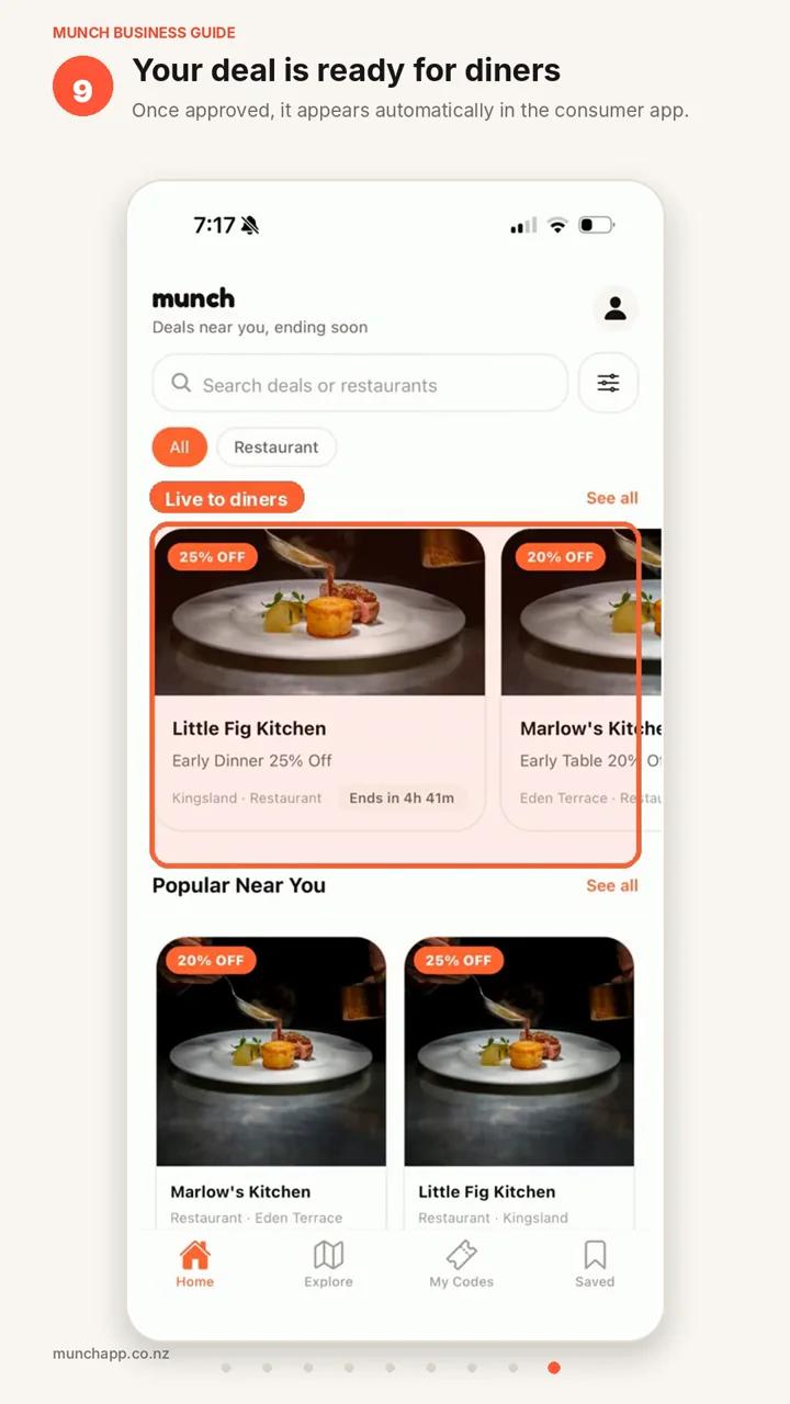 Little Fig Kitchen deal visible to diners in the Munch app.